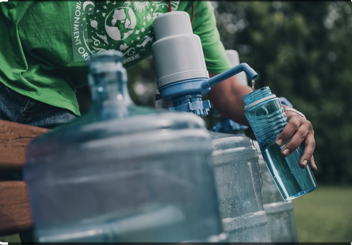 Canisters of water being tested